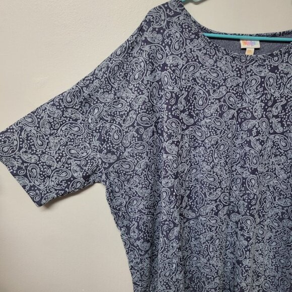 Lularoe Shirt Blue Paisley Womens Plus Size 3XL Oversized Tunic Fall Comfy Relax - Picture 3 of 7